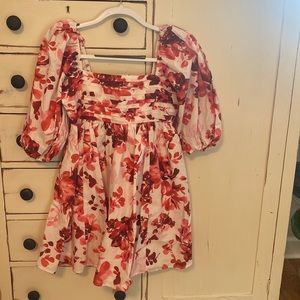 Abercrombie Emerson Ruched Puff Sleeve Mini Dress
